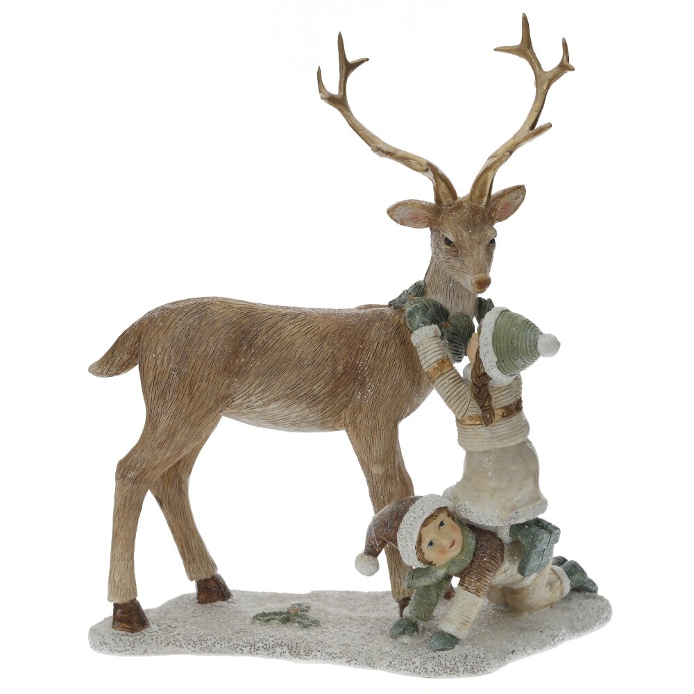 Фигурка декоративная "Олень и дети", L20 W9 H23 см оптом Купить Фигурка декоративная "Олень и дети", L20 W9 H23 см оптом