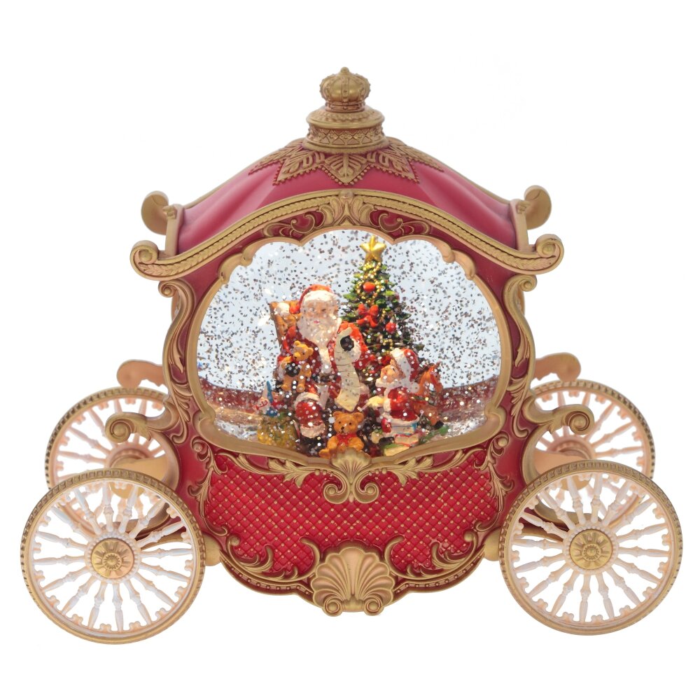 Изделие декоративное "Дед Мороз в карете" (подсвет, вьюга, 3хААА н/п +USB), L26 W11 H22 см оптом Купить Изделие декоративное "Дед Мороз в карете" (подсвет, вьюга, 3хААА н/п +USB), L26 W11 H22 см оптом