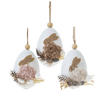 Изделие декоративное подвесное "Яйцо" (блок 6шт), L5 W6 H9 см, 3в. оптом