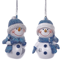 Фигурка декоративная подвесная "Снеговик", L4 W2,5 H6 см, 2в. оптом