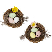 Изделие декоративное "Гнездо пасхальное" (блок 12 шт), L7 W6,5 H2 см, 2в. оптом