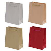 Пакет подарочный XS (бумага 230г/м2, блок 12шт), L14 W7 H17 см, 4в. оптом