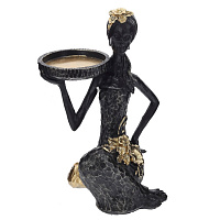 Фигурка декоративная "Африканка" с подставкой д/мелочей, L16,5 W12,5 H24 см оптом