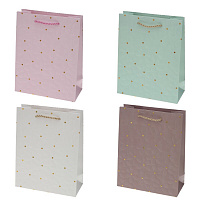 Пакет подарочный (бумага 210г/м2, блок микс 12шт), L18 W8 H23 см, 4в. оптом