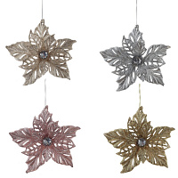 Украшение новогоднее "Пуансеттия", L14 W4 H14 см, 4в. оптом