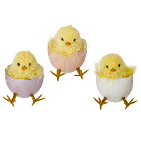 Фигурка декоративная "Цыпленок" (блок 6шт), L7 W5 H7 см, 3в. оптом