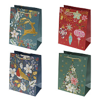 Пакет подарочный S (бумага 210г/м2, блок 12шт), L18 W10 H23 см, 4в. оптом