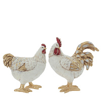 Фигурка декоративная "Петух/Курица" (блок 2шт), L18 W9,5 H20 см, 2в. оптом