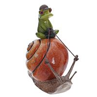 Фигурка декоративная "Лягушка на улитке", L14 W6 H12 см оптом