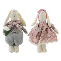 Игрушка набивная "Заяц/Зайка", L18 W10 H34 см, 2в. оптом