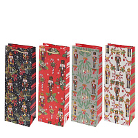 Пакет подарочный для бутылок (бумага 210г/м2, блок 12шт), L12,5 W8,5 H36 см, 4в. оптом