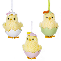 Изделие декоративное подвесное "Цыпленок" (блок 12шт), L6 W6 H8 см, 3в. оптом