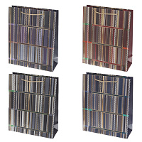 Пакет подарочный (бумага 210г/м2, блок микс 12шт), L26 W10 H32 см, 4в. оптом