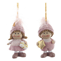 Фигурка декоративная подвесная "Дети",   L4 W3 H7,5 см, 2в. оптом