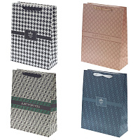 Пакет подарочный L (бумага 230г/м2, блок микс 12шт), L30 W12 H40 см, 4в. оптом