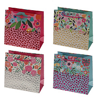 Пакет подарочный (бумага 210г/м2, блок микс 12шт), L15 W7 H14 см, 4в. оптом