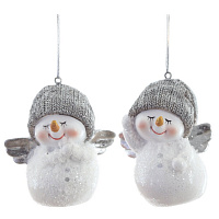 Фигурка декоративная подвесная "Снеговик",   L5,5 W4,5 H7,5 см, 2в. оптом