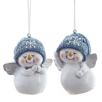 Фигурка декоративная подвесная "Снеговик",   L5,5 W4,5 H7,5 см, 2в. оптом