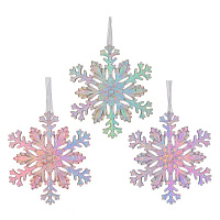 Украшение новогоднее "Снежинка", L11 W0,3 H11 см, 3в. оптом