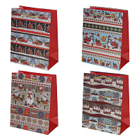 Пакет подарочный S (бумага 210г/м2, блок 12шт), L18 W10 H23 см, 4в. оптом