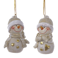 Фигурка декоративная подвесная "Снеговик", L4 W3 H6 см, 2в. оптом