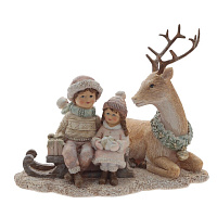 Фигурка декоративная "Олень и дети", L17 W11 H13,5 см оптом