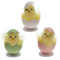 Фигурка декоративная "Цыпленок" (блок 12шт), L5 W5 H7,5 см, 3в. оптом