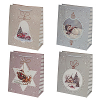 Пакет подарочный M (бумага 210г/м2, блок 12шт), L26 W12 H32 см, 4в. оптом