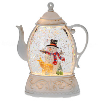 Изделие декоративное "Снеговик в чайнике" (подсвет, 2xAAA, н/п), L10,5 W4 H13,5 см оптом