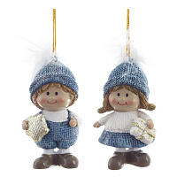 Фигурка декоративная подвесная "Дети",   L4 W3 H7,5 см, 2в. оптом