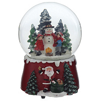 Фигурка декор в стекл шаре "Снеговик и дети" (муз ключ), D 10 см, L9,5 W9,5 H15 см оптом