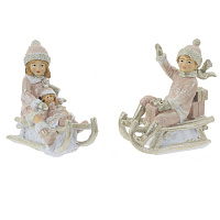 Фигурка декоративная "Ребёнок на санках", 2 в., L9 W5,5 H10,5 см, 2в. оптом