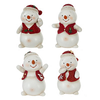 Фигурка декоративная "Снеговик", L4,5 W4,5 H6,5 см, 4в. оптом