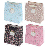 Пакет подарочный XS (бумага 230г/м2, блок микс 12шт), L14 W8 H15 см, 4в. оптом