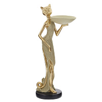 Фигурка декоративная "Кошка" с подставкой д/мелочей, L15 W9,5 H33 см оптом