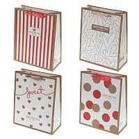 Пакет подарочный M (бумага 230г/м2, блок микс 12шт), L26 W10 H32 см, 4в. оптом