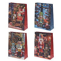 Пакет подарочный L (бумага 210г/м2, блок 12шт), L30 W12 H40 см, 4в. оптом