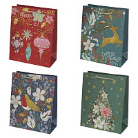 Пакет подарочный M (бумага 210г/м2, блок 12шт), L26 W12 H32 см, 4в. оптом