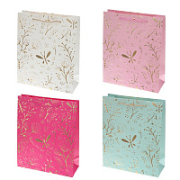 Пакет подарочный (бумага 210г/м2, блок микс 12шт), L26 W10 H32 см, 4в. оптом