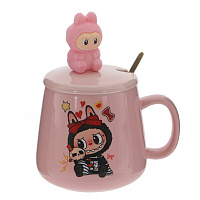 Кружка с крышкой и ложкой, 470 мл, L13,5 W10 H15 см оптом