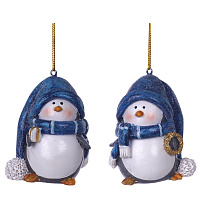 Фигурка декоративная подвесная "Пингвин",  L5 W5 H6,5 см, 2в. оптом