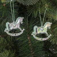 Набор из 2шт Украшение новогоднее "Лошадка", L5,5 W0,5 H4,5 см оптом