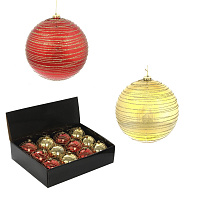 Набор из 12шт Украшение новогоднее Шар "Золотистая спираль", D8 см, L35 W26 H9 см оптом