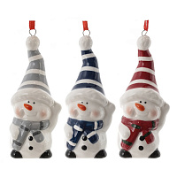 Фигурка декоративная подвесная "Снеговик", L3,5 W4,5 H9,5 см, 3в. оптом