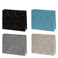 Пакет подарочный M (бумага 210г/м2, блок 12шт), L32 W10 H26 см, 4в. оптом