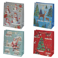 Пакет подарочный L (бумага 210г/м2, блок 12шт), L30 W12 H40 см, 4в. оптом