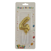 Свеча для торта "Цифра 4", L3,5 W1 H10 см оптом