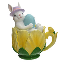 Фигурка декоративная "Заяц в чашке", L10 W7,5 H12,5 см оптом
