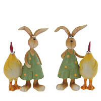 Фигурка декоративная "Заяц с петухом", L6 W3,5 H9,5 см, 2в. оптом