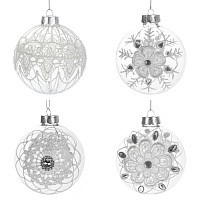Украшение новогоднее Шар "Кружева" (блок 12), D 8 см, L8 W8 H8 см, 4в. оптом